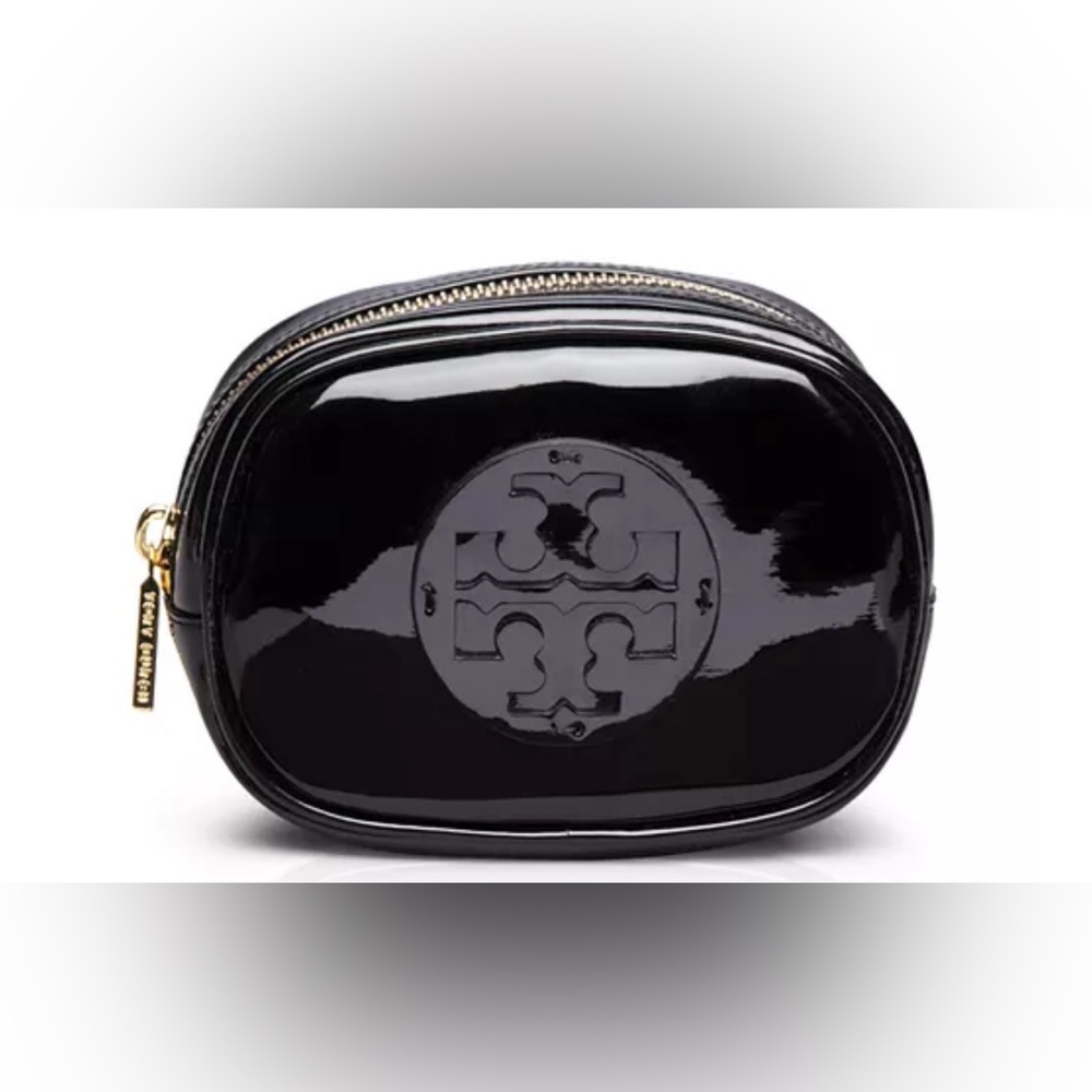 Black Tory Burch Small Patent Cosmetics Case
